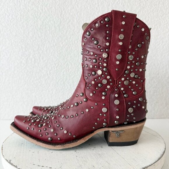 Lane SPARKS FLY Womens Cowboy Bootie 5.5 Red Western Cowgirl Boots Pointed Toe - Picture 4 of 11